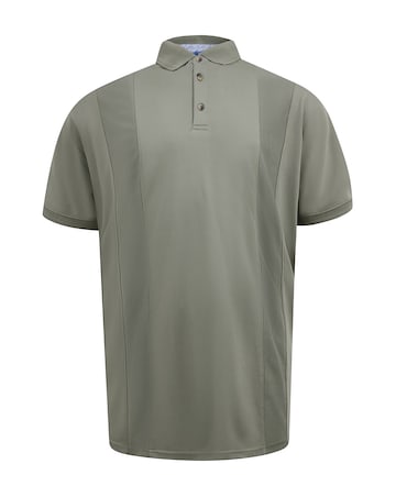 D555 Big And Tall Chippendham Jacquard Knitted Front Panel S/S Polo - Khaki
