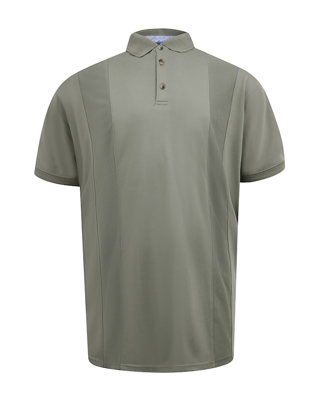 D555 Big And Tall Chippendham Jacquard Knitted Front Panel S/S Polo - Khaki