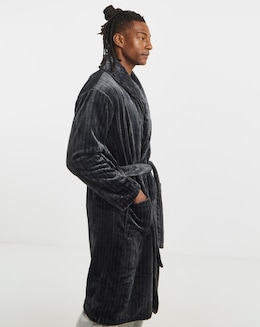 Striped Fleece Dressing Gown