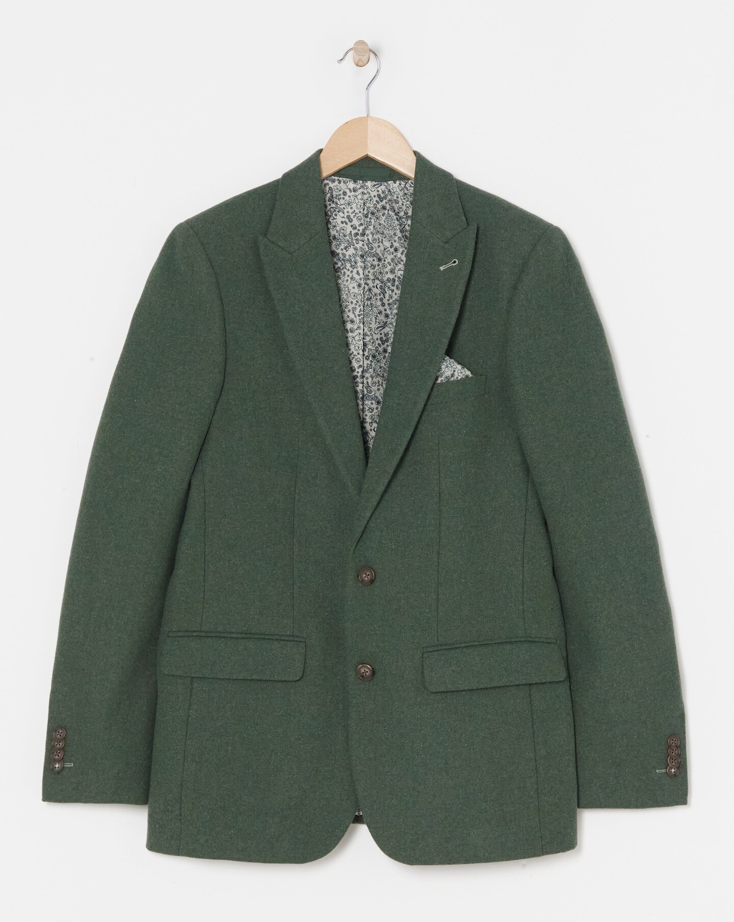 Green Wool Blend Suit Jacket