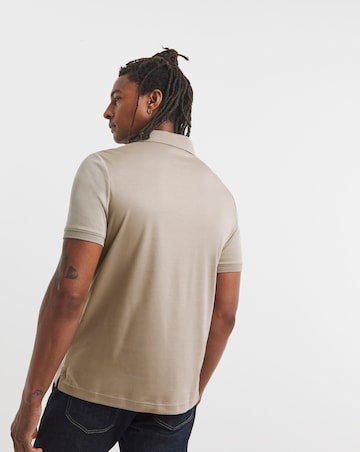 Cavin Klein Short Sleeve Liquid Touch Zip Neck Polo - Stone