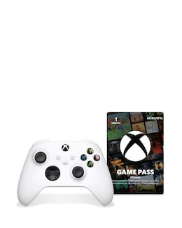 Xbox Robot White Wireless Controller &amp; 1 Month Game Pass Ultimate Bundle
