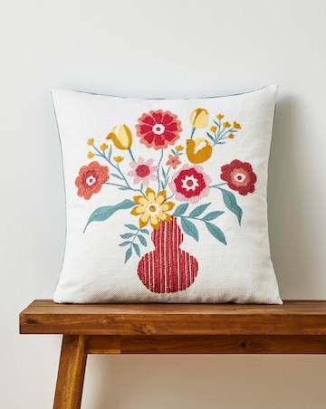 Deni Floral Boucle Embroidered Cushion