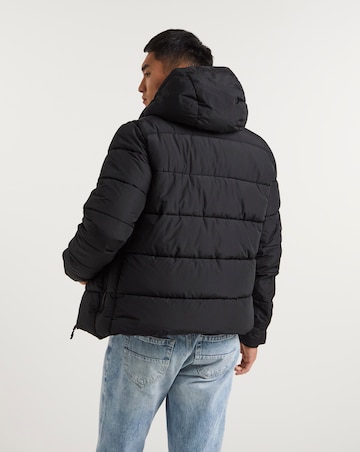 Superdry Black Hooded Sports Puffer Jacket