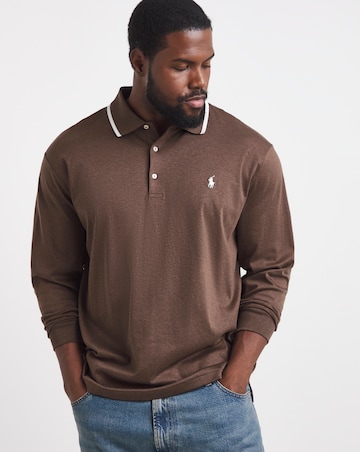 Polo Ralph Lauren Long Sleeve Tipped Soft Cotton Polo - Brown