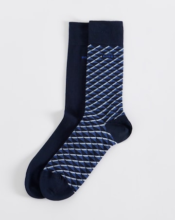 BOSS 2 Pack Mini Pattern Socks- Navy