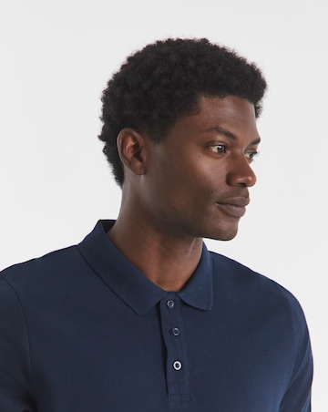 Pure Cotton Navy Pique Polo Extra Long Length- Navy