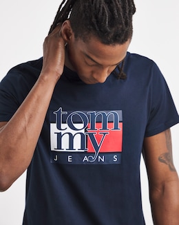 Tommy Jeans Short Sleeve Slim Flag T-Shirt - Navy