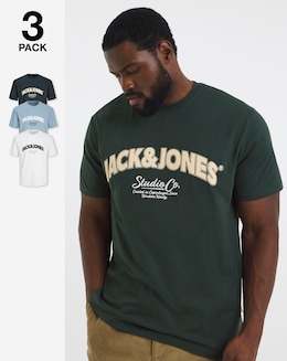 Jack &amp; Jones Bronx Logo T-Shirt 3 Pack - Multi