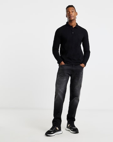 BOSS Long Sleeve Plisy Polo - Black