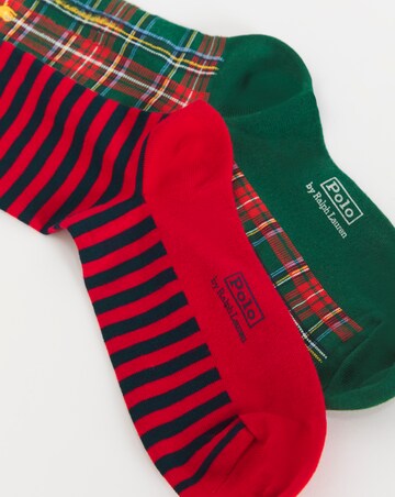 Polo Ralph Lauren 2 Pack Plaid Stripe Crew Sock - Navy/Red