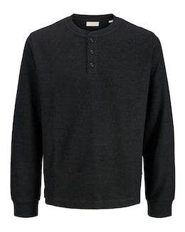 Jack &amp; Jones Textured Henley - Black
