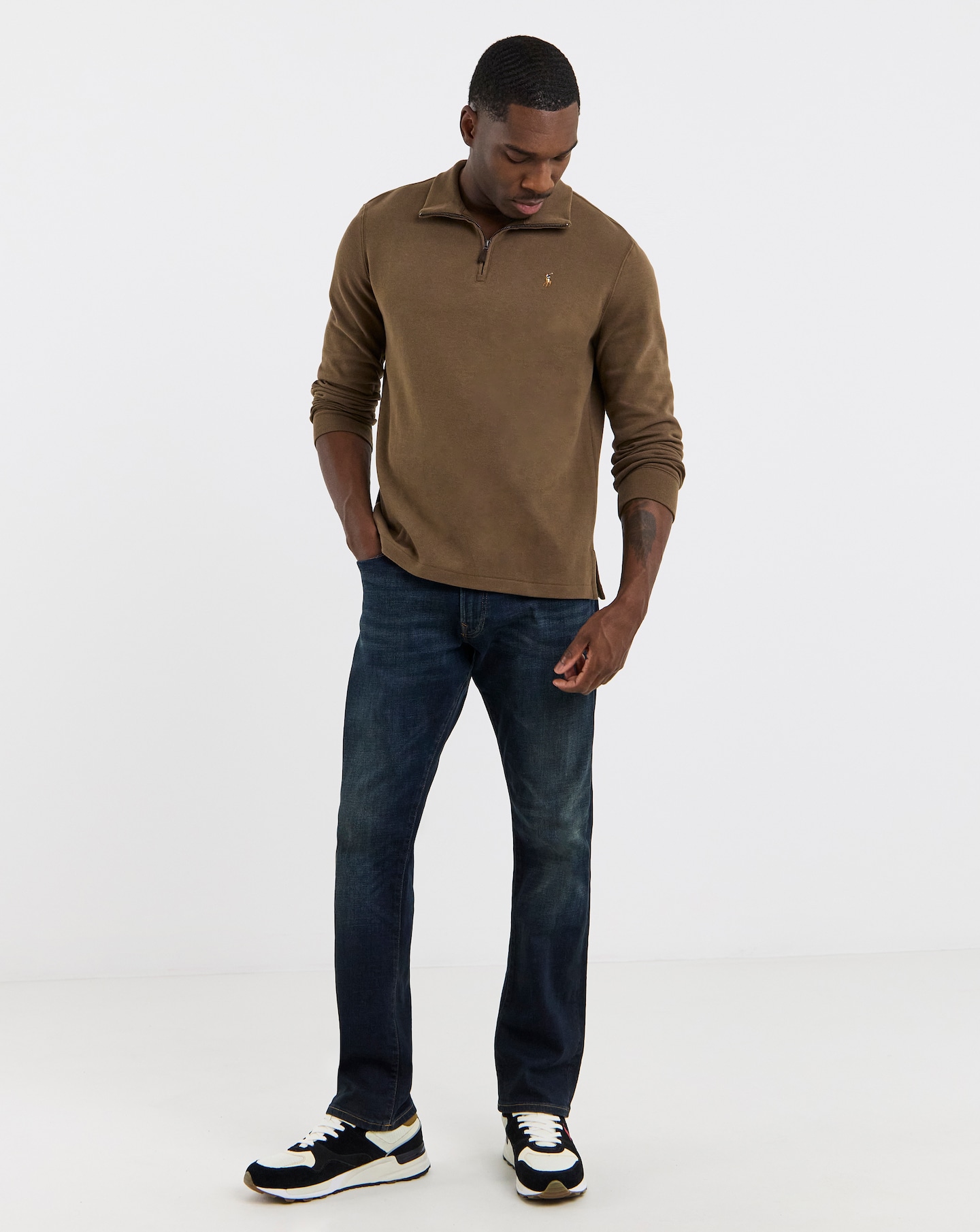 Polo Ralph Lauren Estate Rib 1/4 Zip Pullover - Chestnut | Jacamo