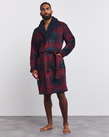 Borg Lined Check Dressing Gown