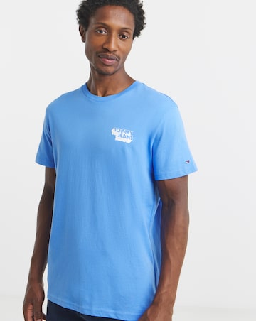 Tommy Jeans Short Sleeve Slim Stack Logo T-Shirt - Blue