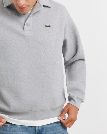 Lacoste Grey Marl Polo Collar Double Pique Sweatshirt
