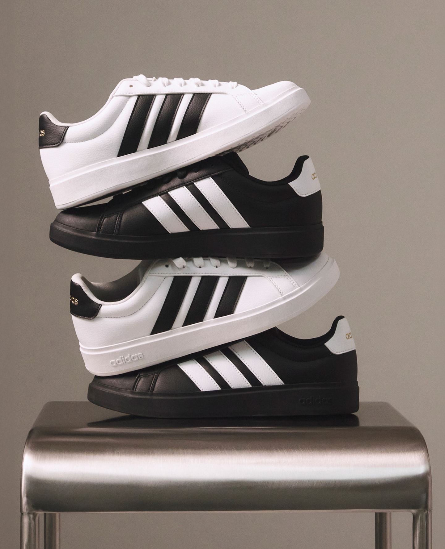 adidas Streettalk Trainers in white and black stacked