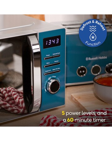 Russell Hobbs Distinctions 20 Litre Ocean Blue Stainless Steel Digital Microwave