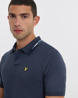 Lyle &amp; Scott Short Sleeve Striped Tipped Polo - Navy