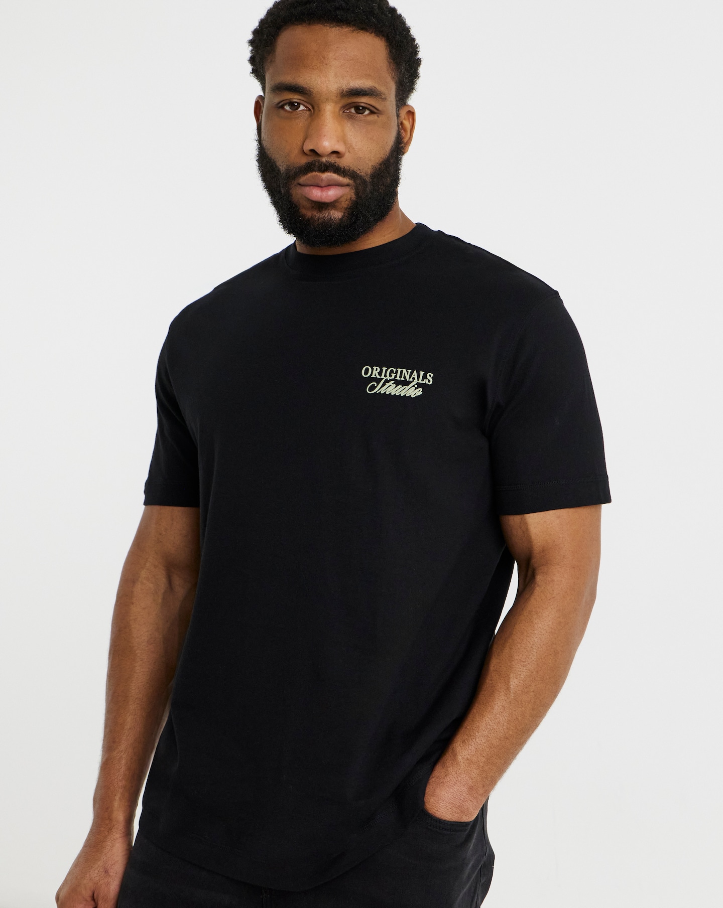 Jack & Jones Originals Studio Back Graphic T-Shirt - Black | Jacamo