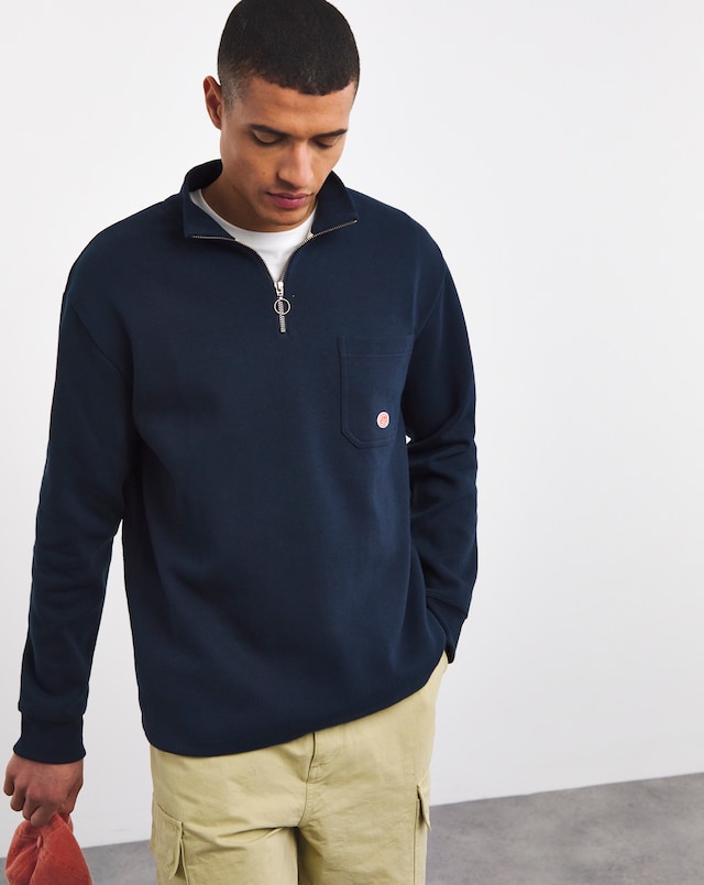 Armor Lux Zip Neck Navy Sweatshirt