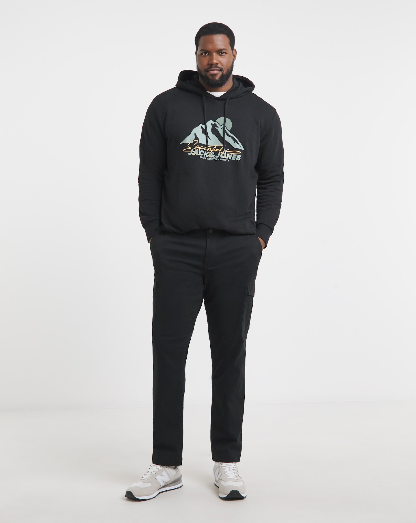 Jack & Jones Mountain Graphic Hoodie - Black | Jacamo