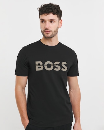 BOSS Short Sleeve Black Raised Logo T-Shirt