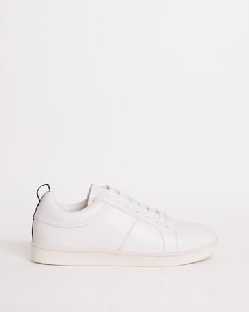 White Perforated Lace Up Trainer Wide Fit