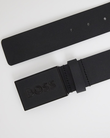 BOSS Icon Plaque Leather Belt - Black