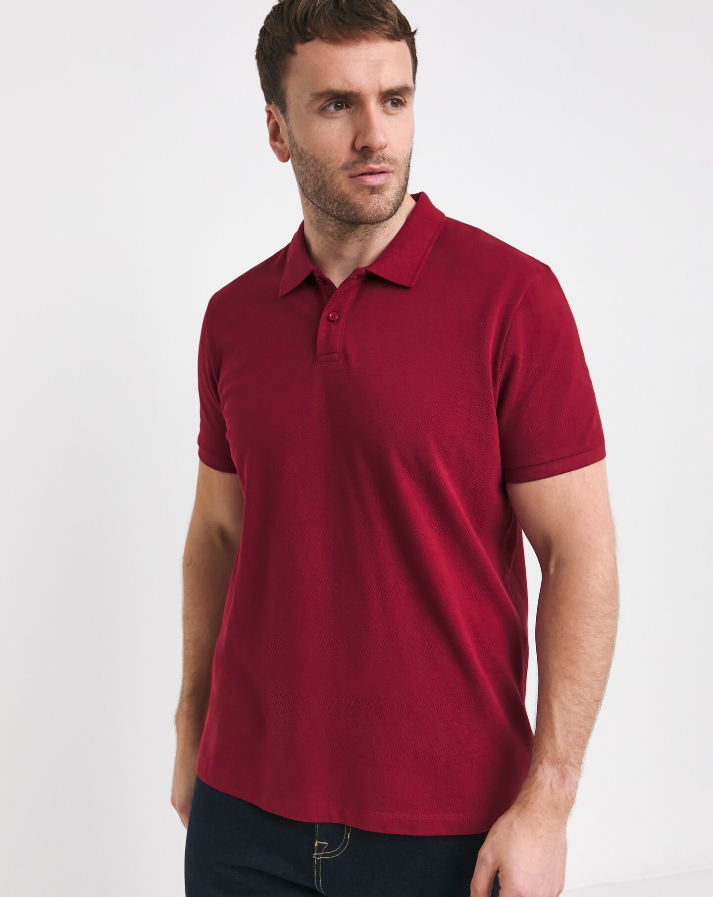 Pure Cotton Pique Polo Long- Cranberry