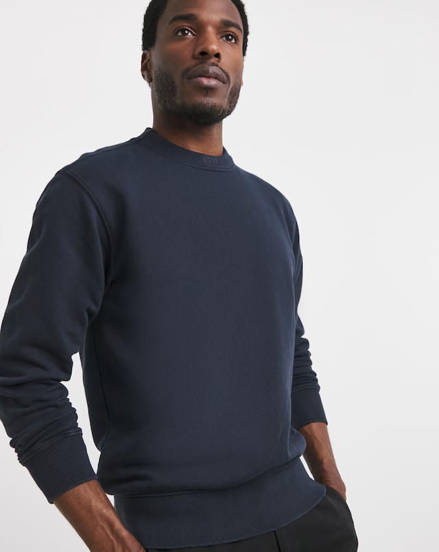 BOSS Garment Dye Crew Sweat - Dark Blue