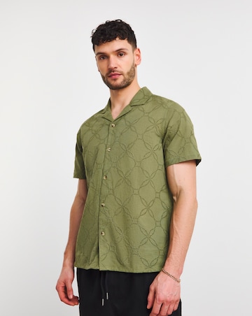 Cuban Collar Embroidery Shirt