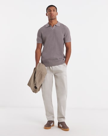 Open Neck Textured Polo