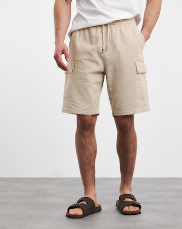 Linen Blend Elasticated Cargo Short
