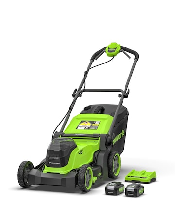 Greenworks 48V 41cm Cordless Lawnmower (Batteries & 4A Dual Port Charger)
