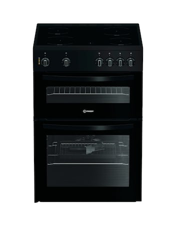 Indesit ITE6VMB 60cm Electric Twin Cooker with Ceramic Hob - Black