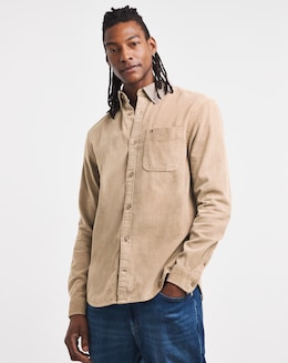 Tommy Jeans Long Sleeve Baby Cord Shirt -Taupe