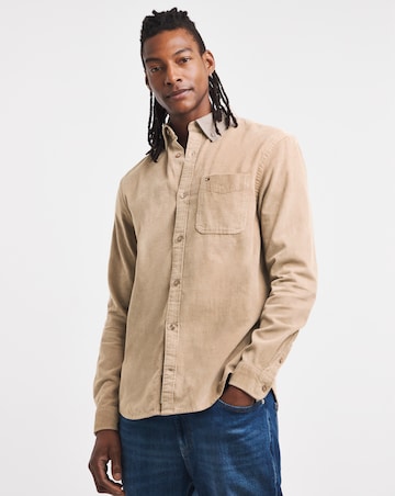 Tommy Jeans Long Sleeve Baby Cord Shirt -Taupe