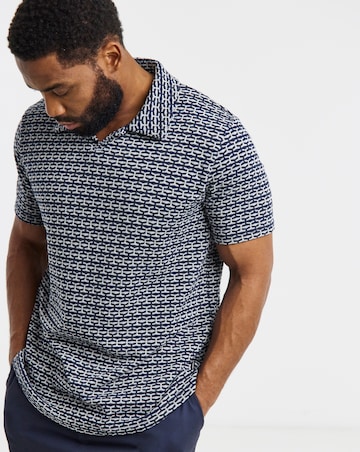 Jack & Jones Eli Jacquard Knit Polo - Navy