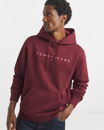 Tommy Jeans Linear Contrast Logo Hoodie - Wine