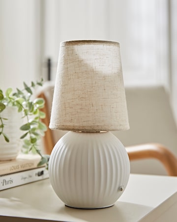 Ribbed Glass Wireless Rechargeable Table Lamp