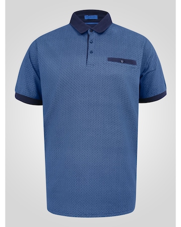 D555 Big And Tall Murray Allover Printed Jacquard Collar Polo With Pocket - Blue