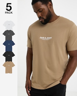 Jack &amp; Jones Vesterbro Logo T-Shirt 5 Pack - Multi
