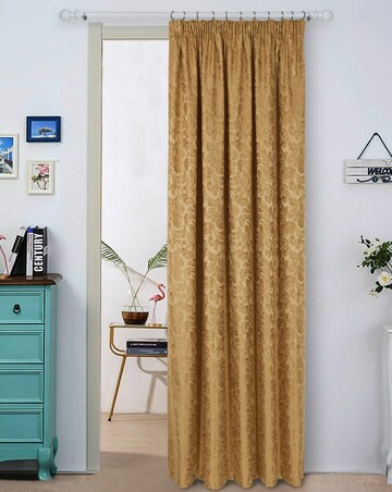 Buckingham Jacquard Light Filtering Pencil Pleat Lined Door Curtain