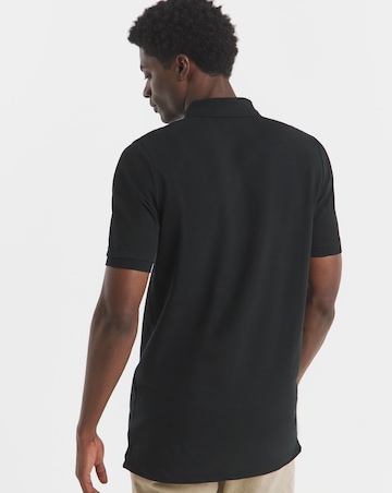 Pure Cotton Navy Pique Polo Extra Long Length- Navy
