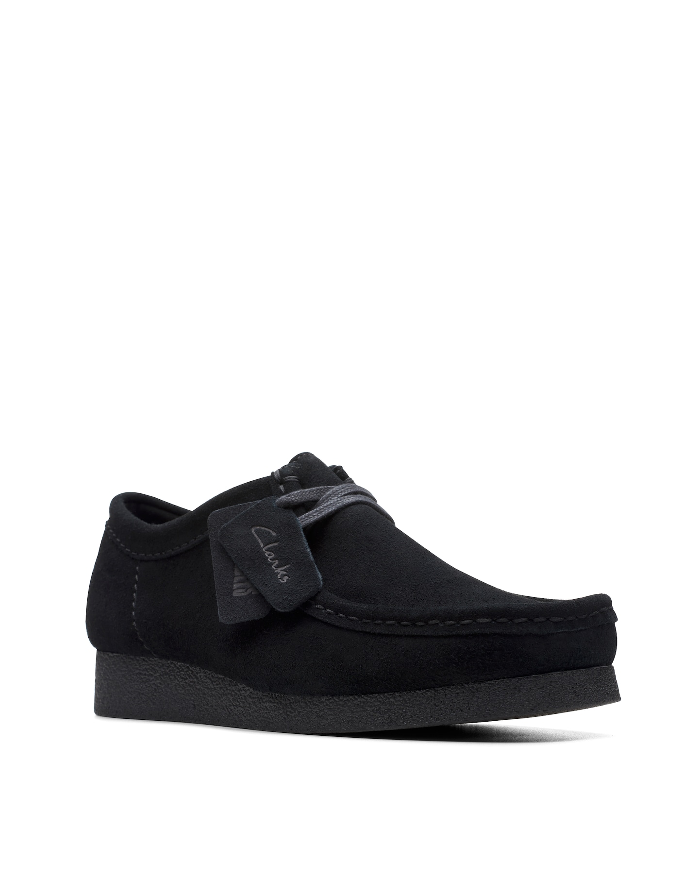 Clarks Wallabee EVO Shoe - Black Suede | Jacamo
