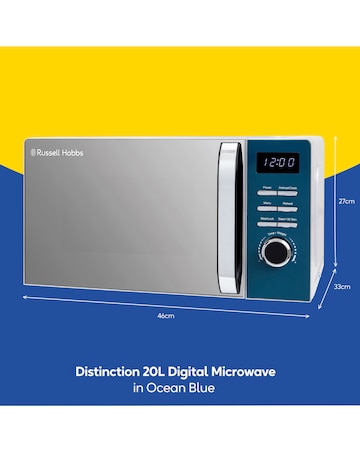 Russell Hobbs Distinctions 20 Litre Ocean Blue Stainless Steel Digital Microwave