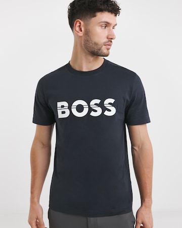 BOSS Short Sleeve Raised Logo T-Shirt - Dark Blue