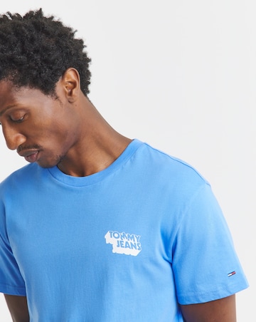 Tommy Jeans Short Sleeve Slim Stack Logo T-Shirt - Blue