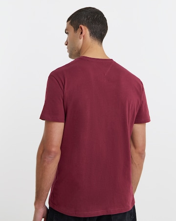 Tommy Jeans Short Sleeve Linear Contrast Logo T-Shirt - Wine